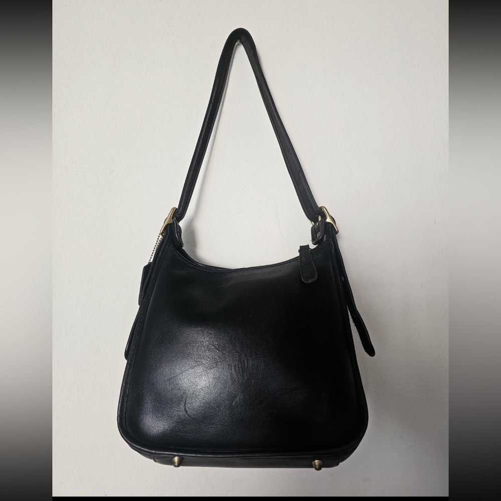 Vintage COACH 9966 Legacy Shoulder Bag Black Leather Nickel Hardware